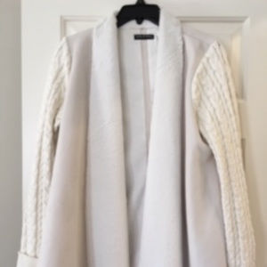 Cardigan Sweater with Soft Faux Suede